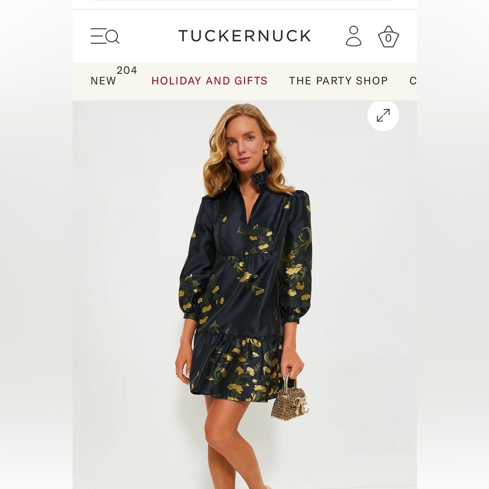 TUCKERNUCK Navy Jasmine Vine Jaquard Palmerston Dress
